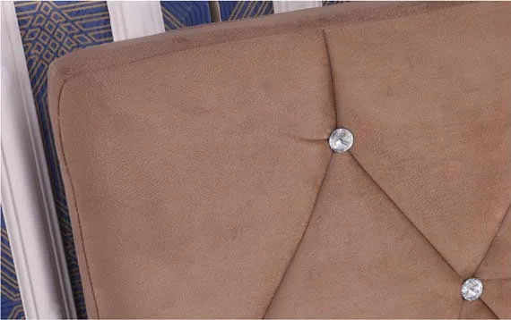 French Style Diamond Velvet Fabric Upholstered Bed With High Headboard