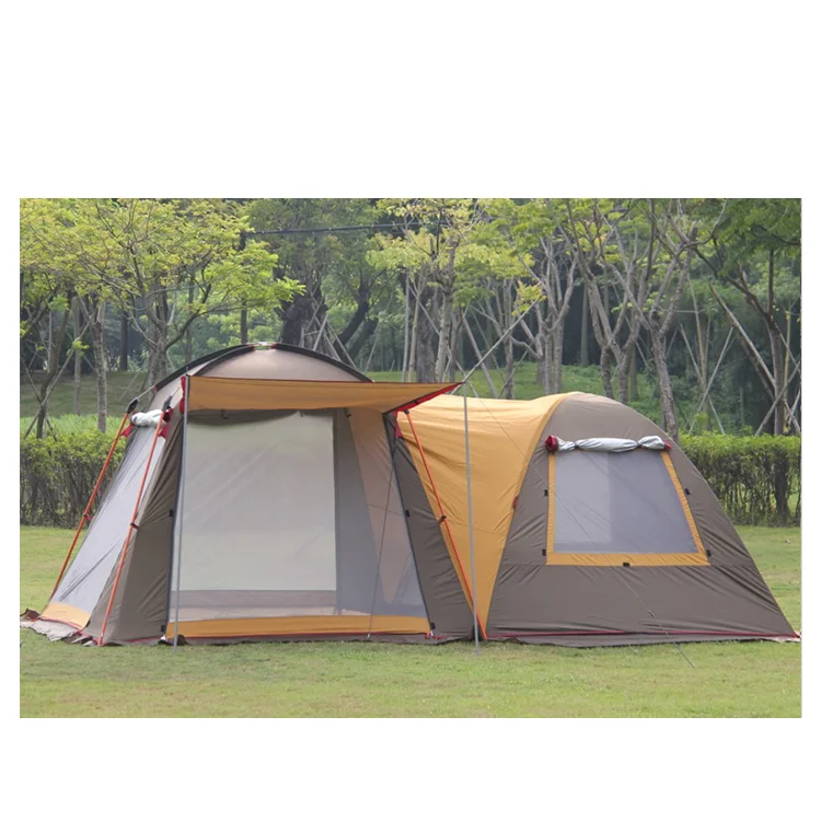 2019 New 5 -8 people beige large waterproof camping hall one bedroom double layer party family tent