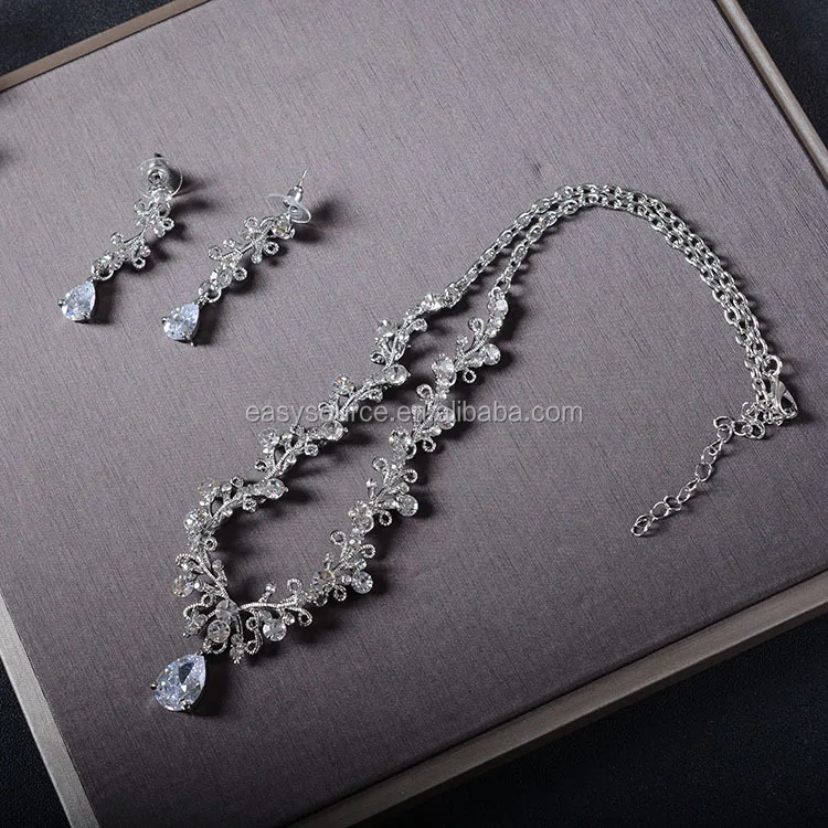 Wedding Dress Jewelry Accessory Bridal Zircon Necklace earring set women fashion necklace set