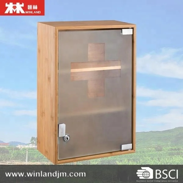 Бамбуковый настенный шкаф для лекарств