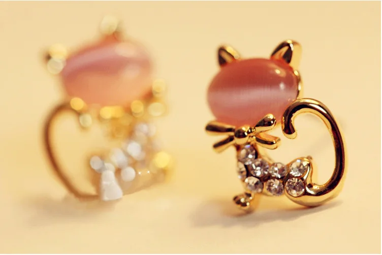 
Yiwu Factory Direct Selling Cat Eye Stone Animal kitty Earrings 
