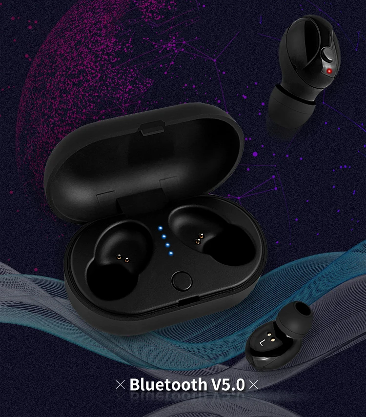 Auto Pairing Handsfree Headphones Mini TWS BT 5.0 Stereo in-Ear True Wireless Earphone with Mic for Android/iPhone