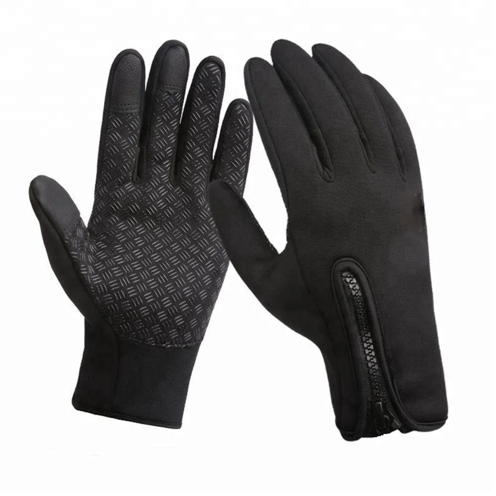 
OEM Five Fingers Silicone Print Palm Winter Bicycle Gloves 