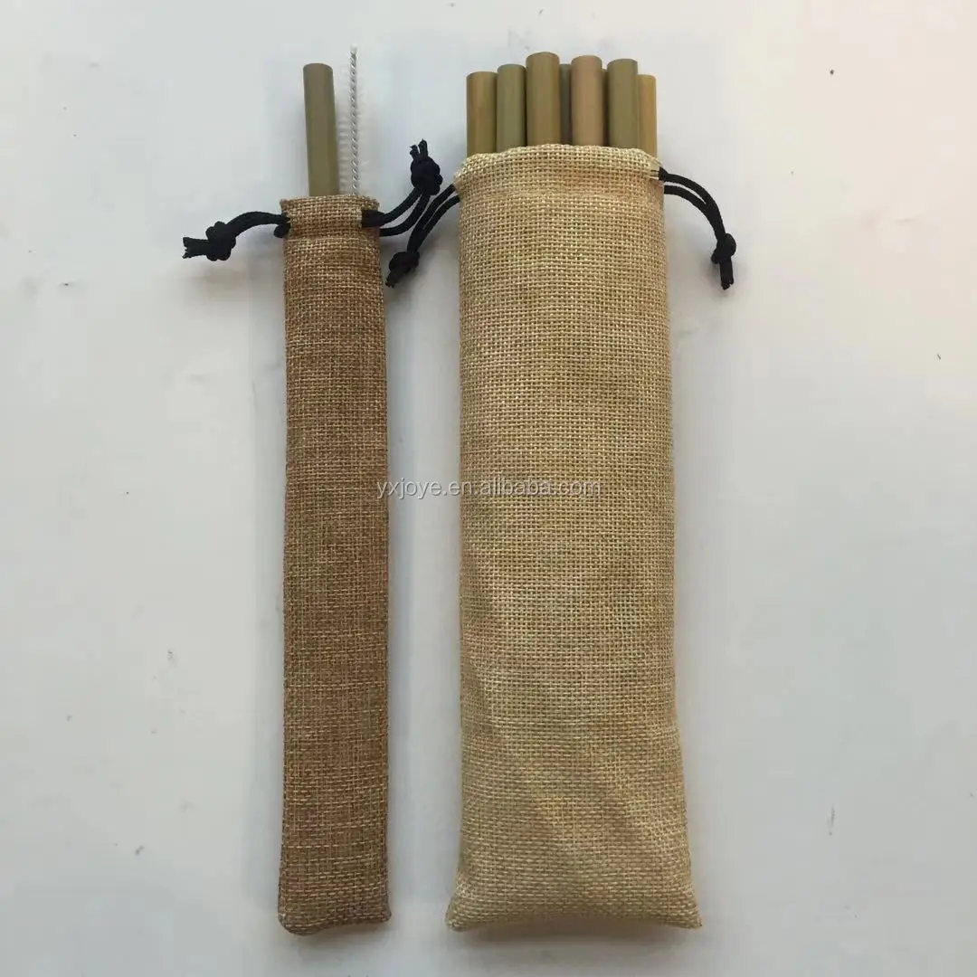 JOYE reusable eco bamboo drinking straw set with individual bag package with logo