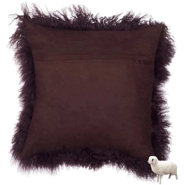 Подушка из монгольского меха ягненка, тибетская подушка из овчины, длинная кудрявая Роскошная пушистая подушка