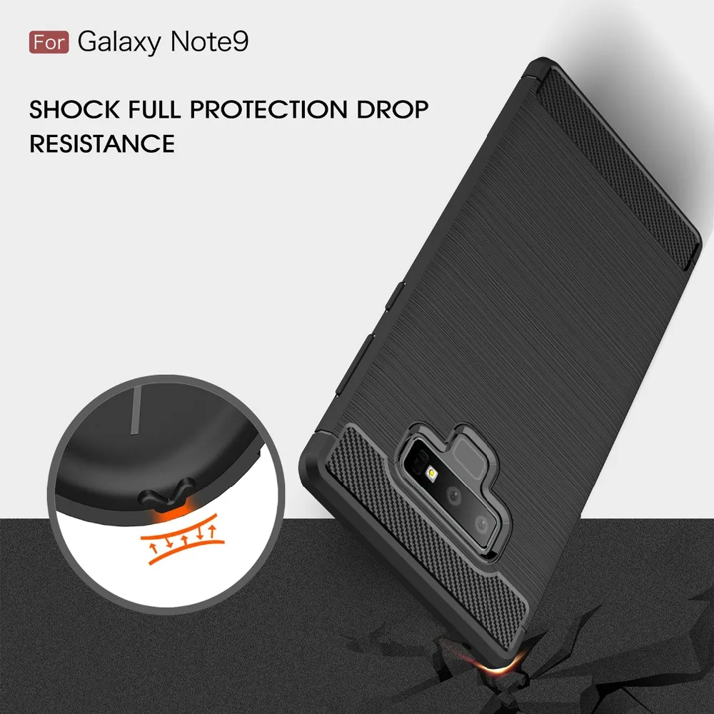 Shockproof Slim Anti-Scratch Carbon Fiber Brushed Soft TPU Phone Cover For Samsung Galaxy Note 9 Case