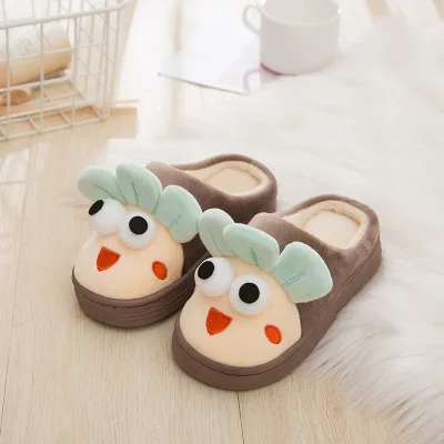 Зимние новые милые Мультяшные теплые детские хлопковые тапочки для дома