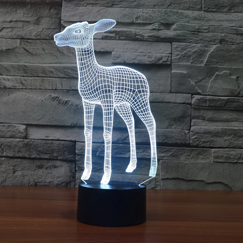 7 Color Changing 3D Lamp Christmas Elk Deer LED Lamp For Kids Magic Ball Mushroom Night Light Toy Night Light FS-3175
