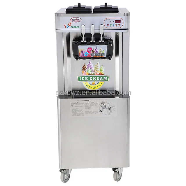 Commercial high quality stainless steel floorstand 3 flavors frozen yogurt soft ice cream machine