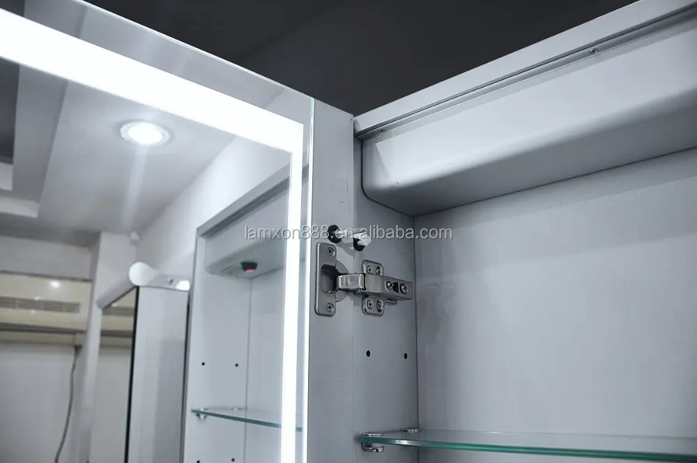 Bathroom Cabinet,LED illuminated one double sided mirror cabinet with shaver socket
