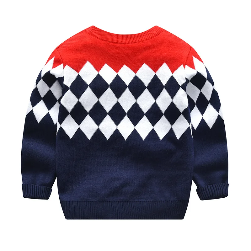 Manufacturers Wholesale Cheap Children Knit Pullover Kids Standard Wool Top Little Boy Contrast Color Plaid Sweater