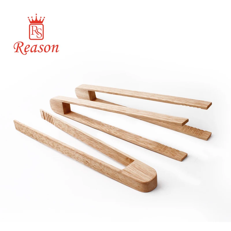 BBQ mini oak wooden food tongs
