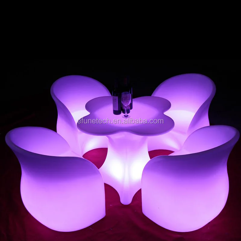 CE Rosh certificated glowing 16 colors plastic led restaurant table set illuminated led bar club led furniture