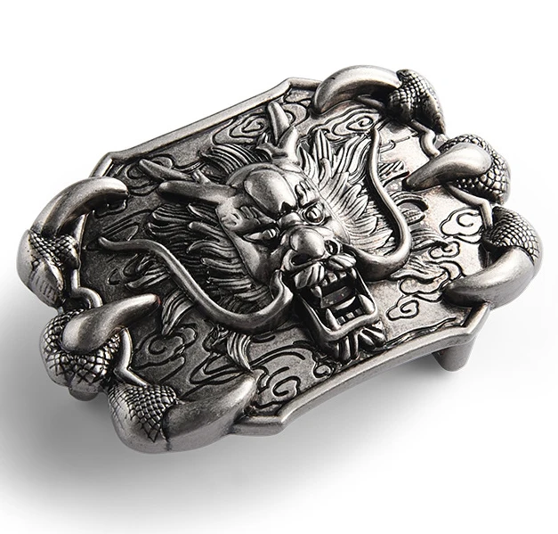 Die casting western belt buckles,40mm inner size 3D finish dragon head zinc alloy buckle