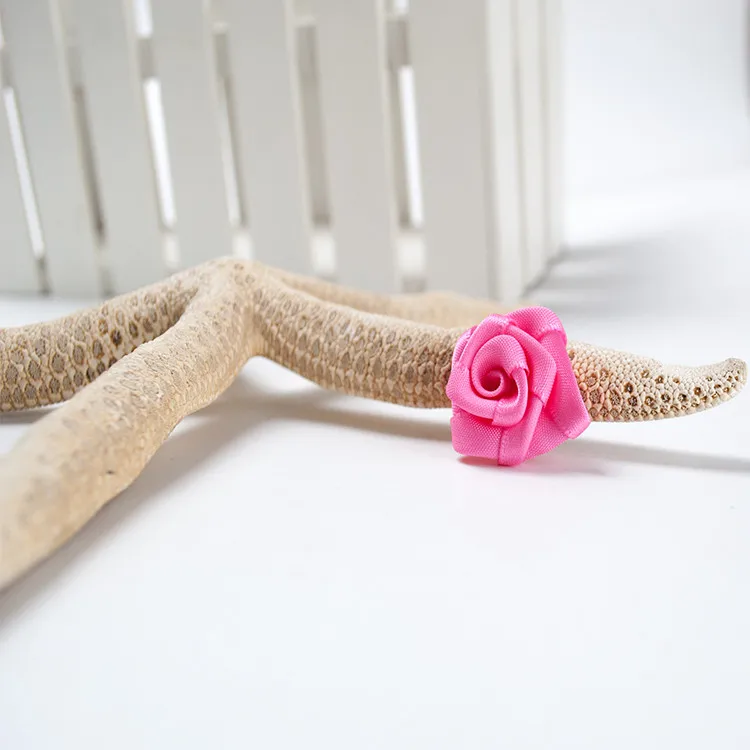 Factory cheap DIY garment decoration satin ribbon bow artificial small rose flower for wedding decorative