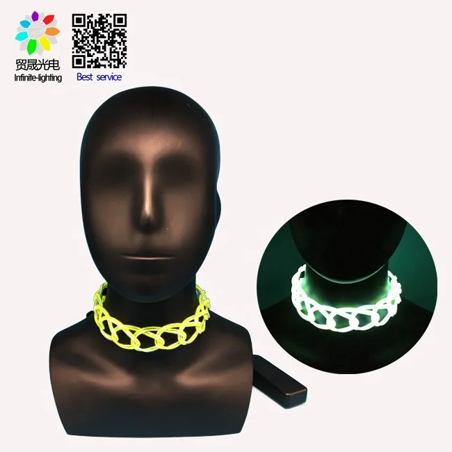 Led EL Neon Wire Light Up Choker Necklace Jewelry for EDM Rave Halloween Party