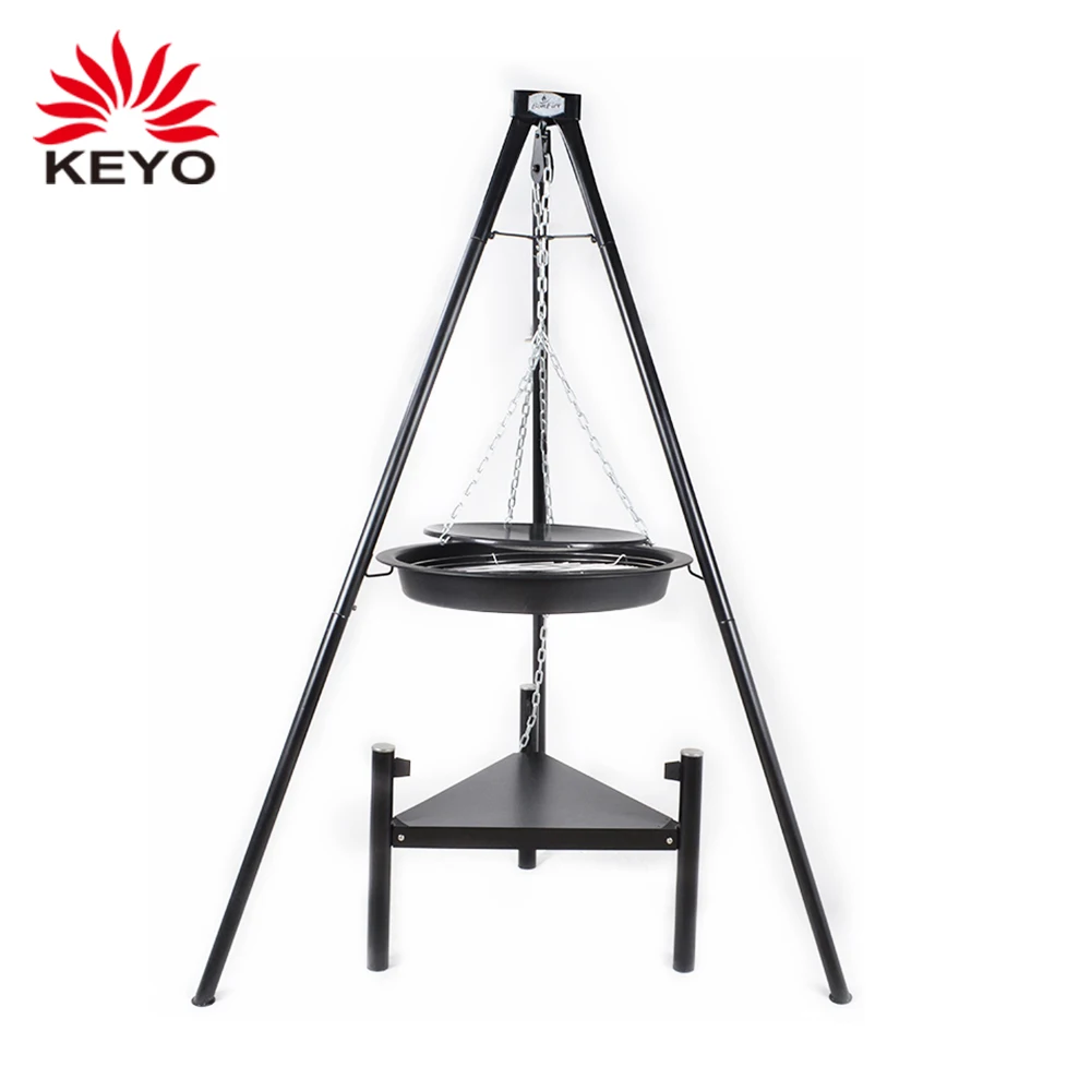Charcoal Outdoor Bbq Hanging Fire Pit Swing Barbecue Grill Hanging Tripod Cooking Grill With Fire Bowl
