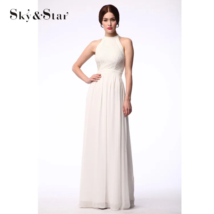 Elegant White Embroidered Wedding Dress Sexy Evening Dress for Women