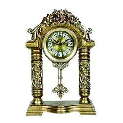 fashion decoration desk clock with pendulum polyresin desk clock 1463