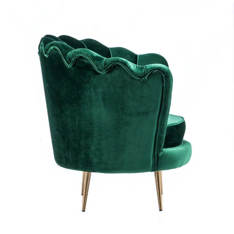 Green big size round armchair accent chair, comfortable soft sofa, home furniture