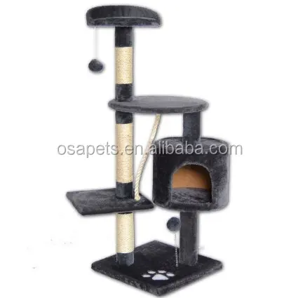 Plush Wooden Pet Condo Tower Furniture Toys Cat Scratcher Tree House