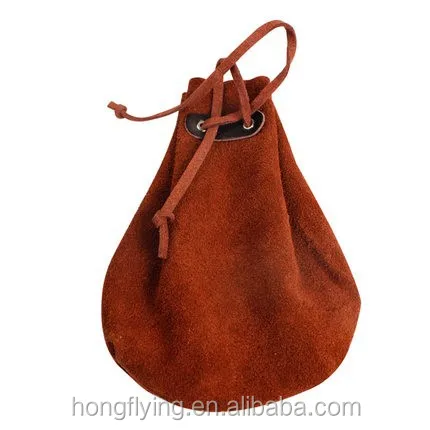 High quality cowhide suede leather pouch for jewelry