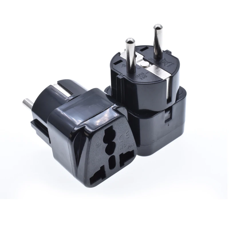 Universal socket to french plug adapter EU type F round 2 pins 10A with ground travel charge  conversion plug socket adapter