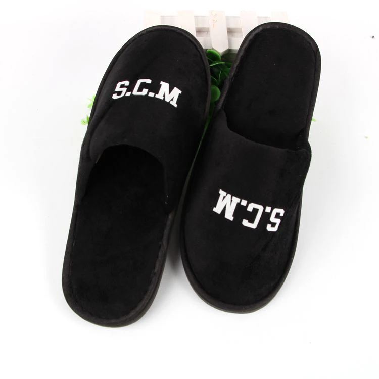Custom made house hotel slippers black for guests
