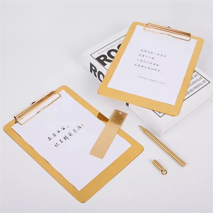 
2018 Top quality A4 stainless steel clipboard with pen holder 