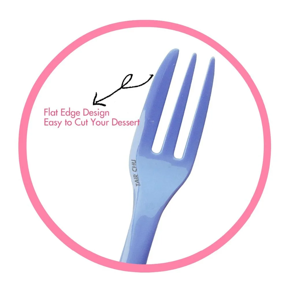 Birthday Party Supplies Food Grade Plastic Appetizer Spoon and Fork for Cake Decorating