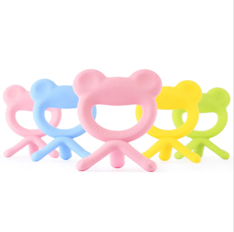 100% food grade baby silicone teether toys easy to hold ring training pacifier BPA free