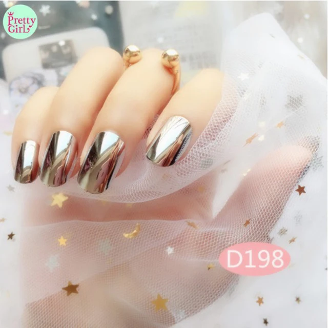 Wear A Silver-plated false nails finished Manicure finished hand finger elegant 24pcs long private label false nails do not fade