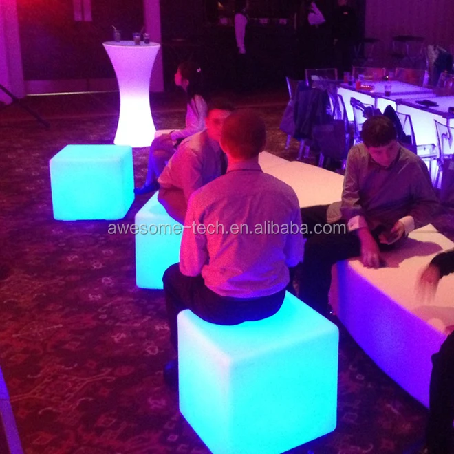 Waterproof Outdoor Bar And Lounge Furniture Rgb Color Changing Plastic 3d Led Glowing Cube Illuminated Dice Chair