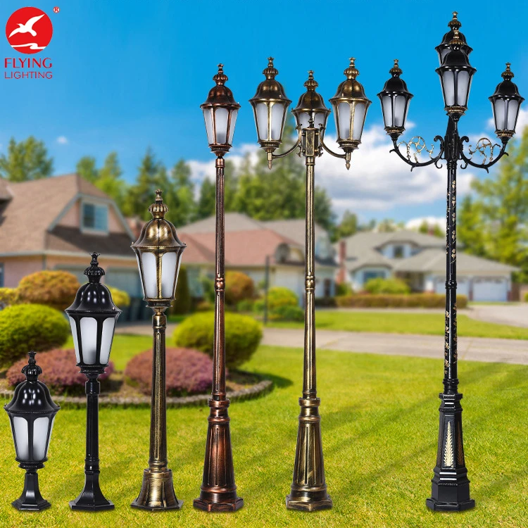 Flyinglighting  flame fish solar garden light with vintage light pole oem premium supplier garden light