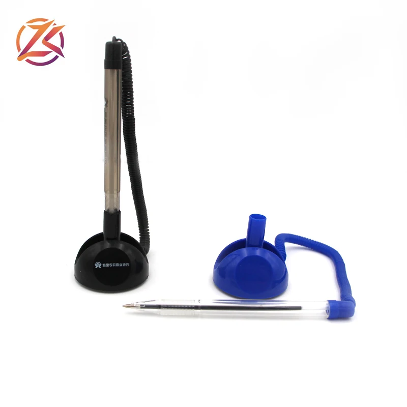 Promotion fashionable desk holder chain bank pen table desk stand ball pen creative hotel ballpoint pen with stand