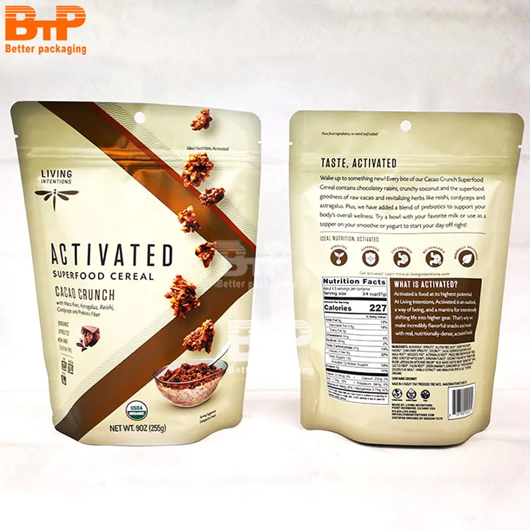 Customized Stand Up Maylar Pouch Packaging Seal Zipper Bags For Biscuit Chocolate Dry food Candy and Dry fruit