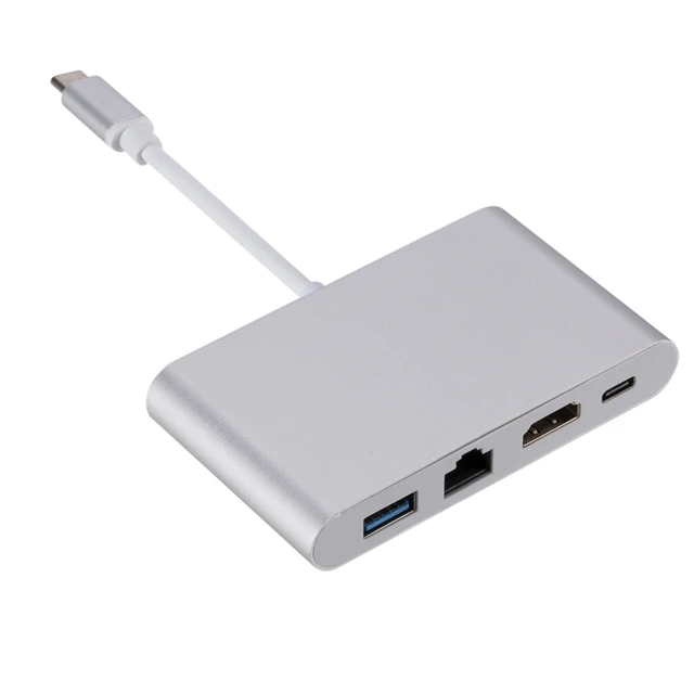 Portable 4 In1 4K/2K RJ45 type c usb hub  PD Charger Converter Lan Adapter External USB-C Type-C Network Card USB Ethernet