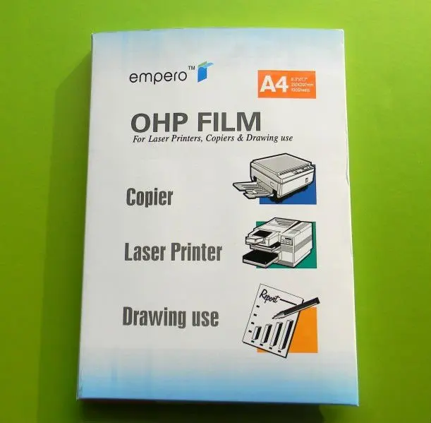 A4(210*297mm) 100mic without  paper  High Transparent Clear OHP Film for Laser Printer