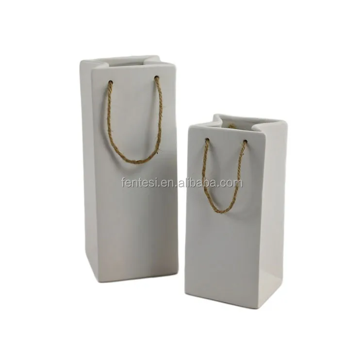 Bag shaped colorful porcelain modern ceramic floral vases wholesale