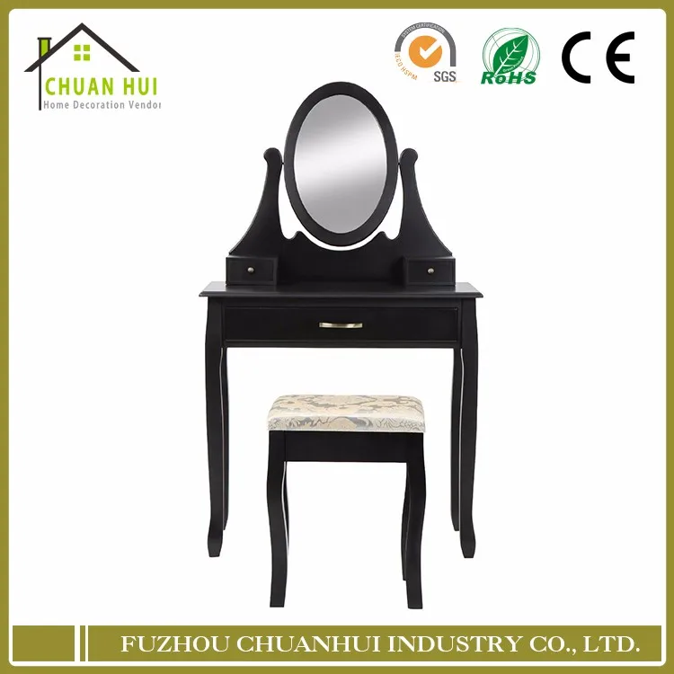 Высокое качество девушка черное зеркало углу спальни комод со стулом