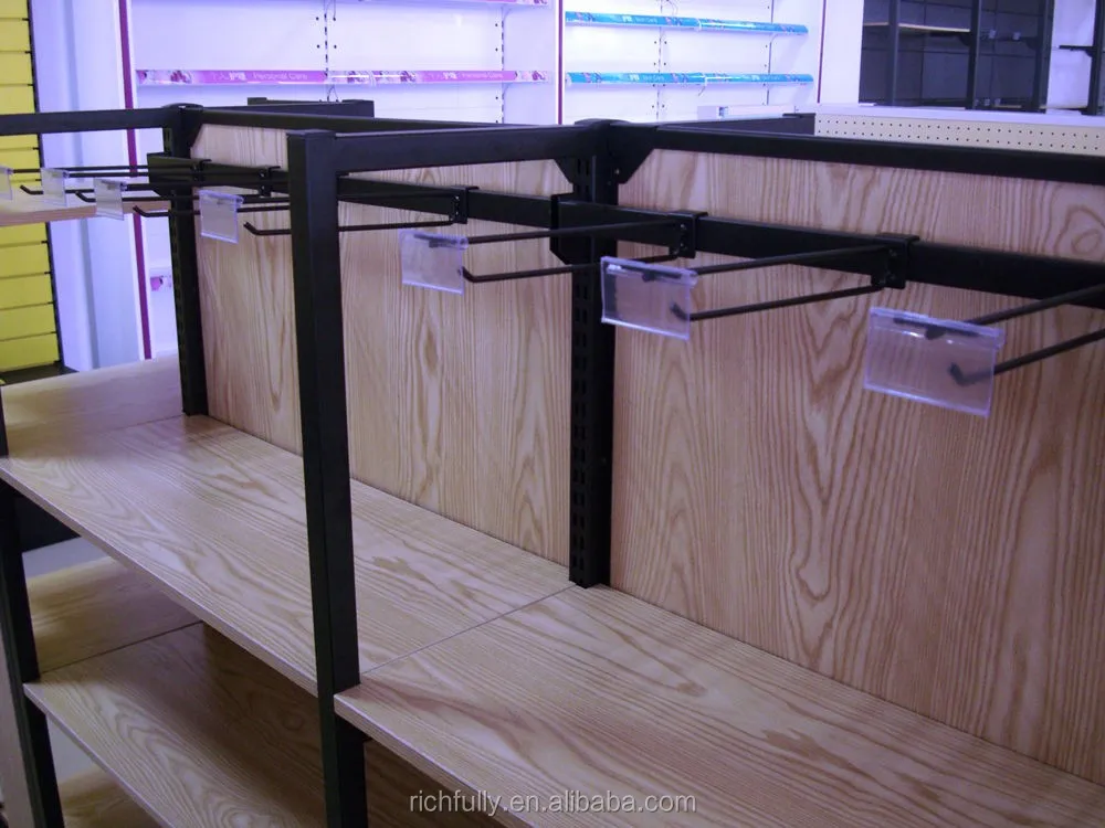 2016 New product steel and wood composite frame supermarket shelves