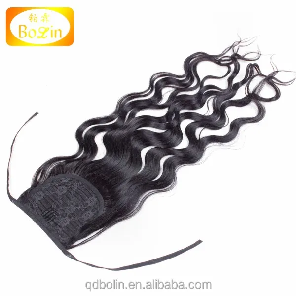Wholesale cheap price Malaysian virgin remy human hair drawstring ponytail