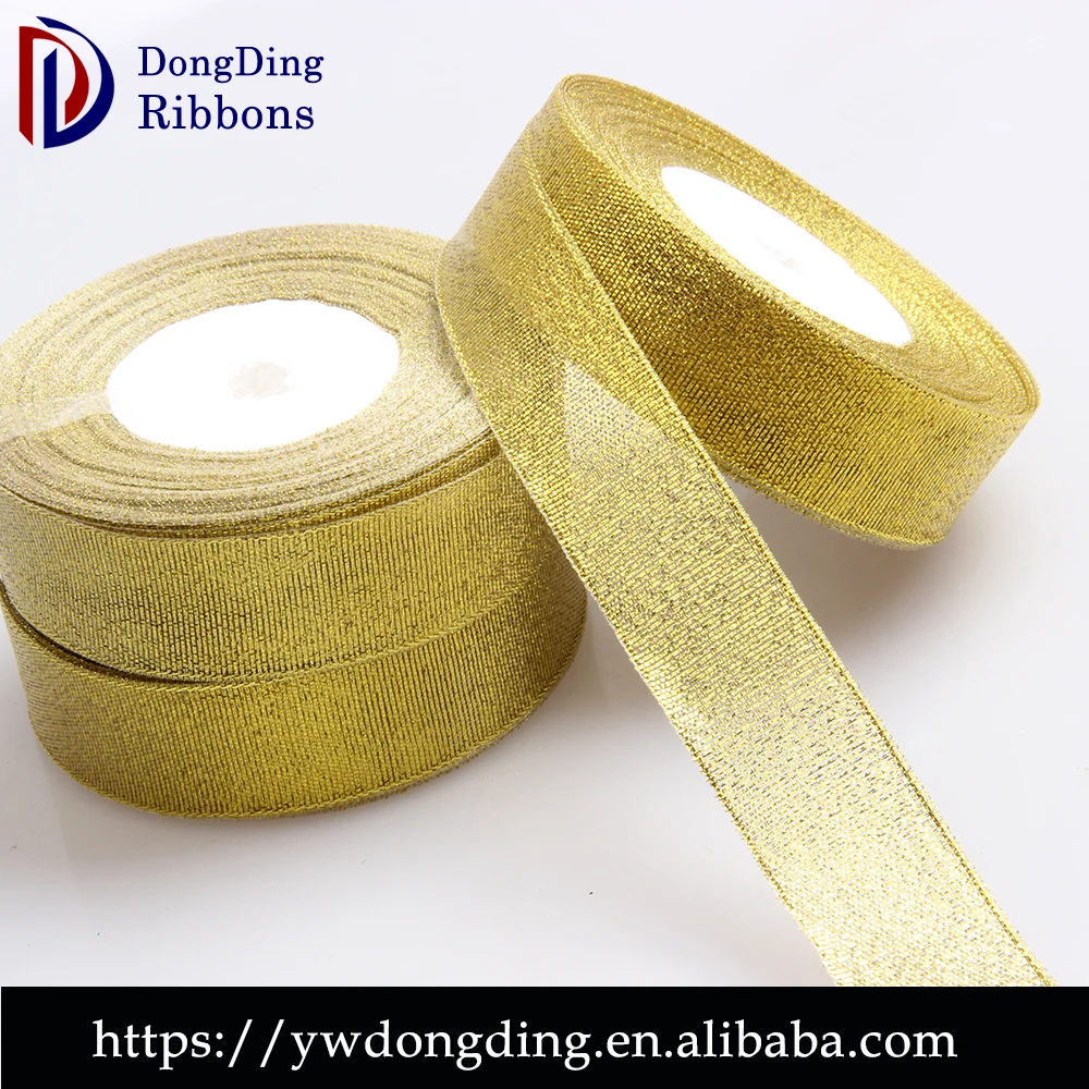 Sotock wholesale  ribbon ,1 inch gold glitter ribbon tape