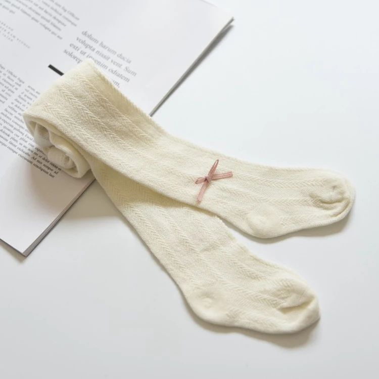  Оптовая продажа милые хлопковые детские колготки с бантом летние тонкие уютные