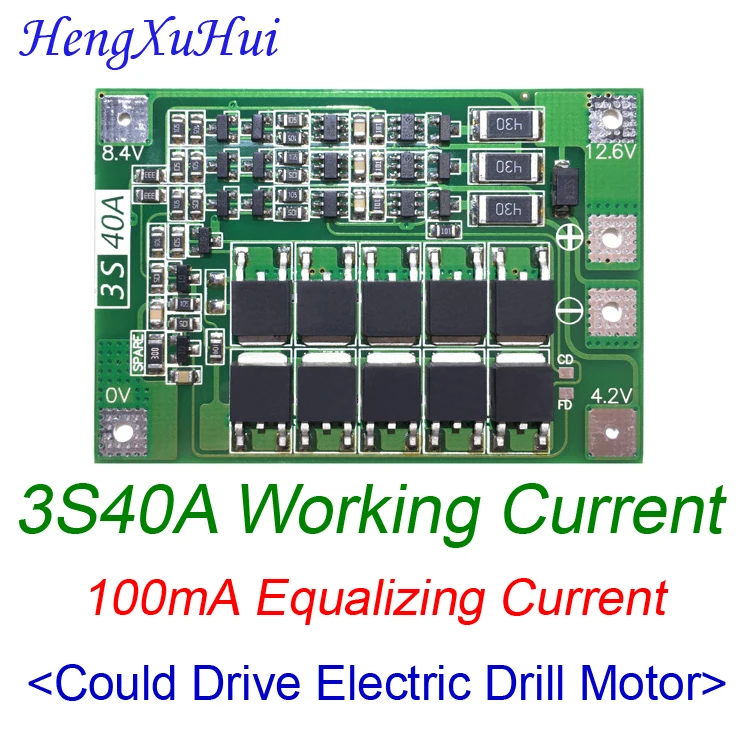 3S40A BMS Li-ion Battery Protection Board with Balance 100mA Current