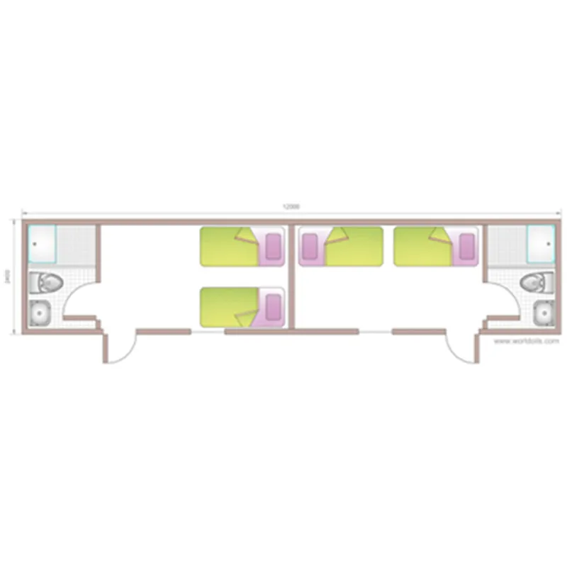 2 спальни плоский стальной контейнер 20 футов подземный жилой дом сборный Доминиканская Республика