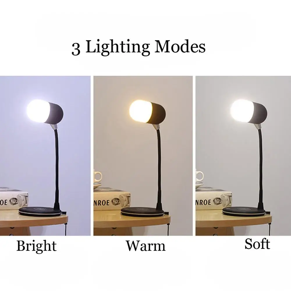 3 in 1 LED Multifunctional  Wireless Charger Music Office Desk Table Bde Side Lamp