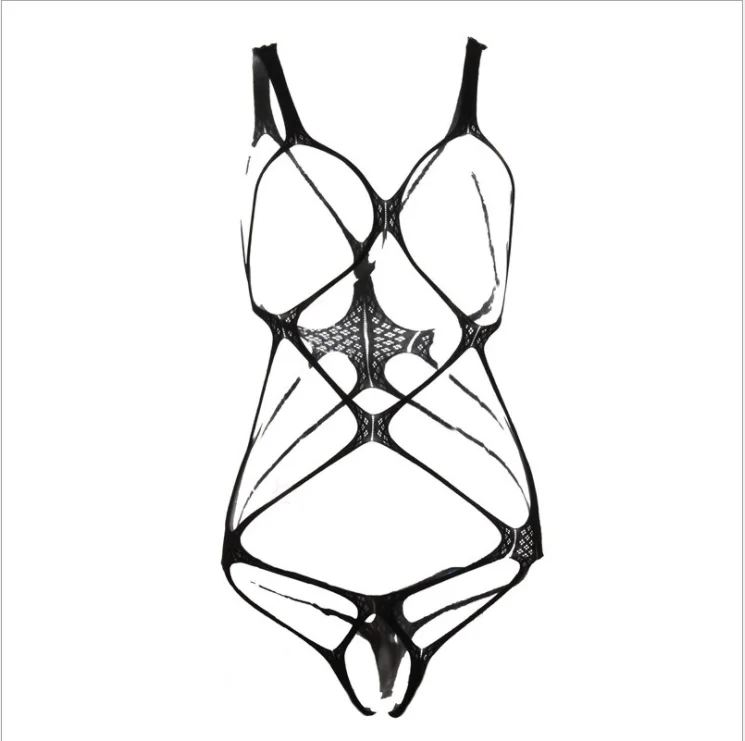 Women Fishnet Lingerie See Through Sleepwear One Piece V-Neck Babydoll Mini Dress