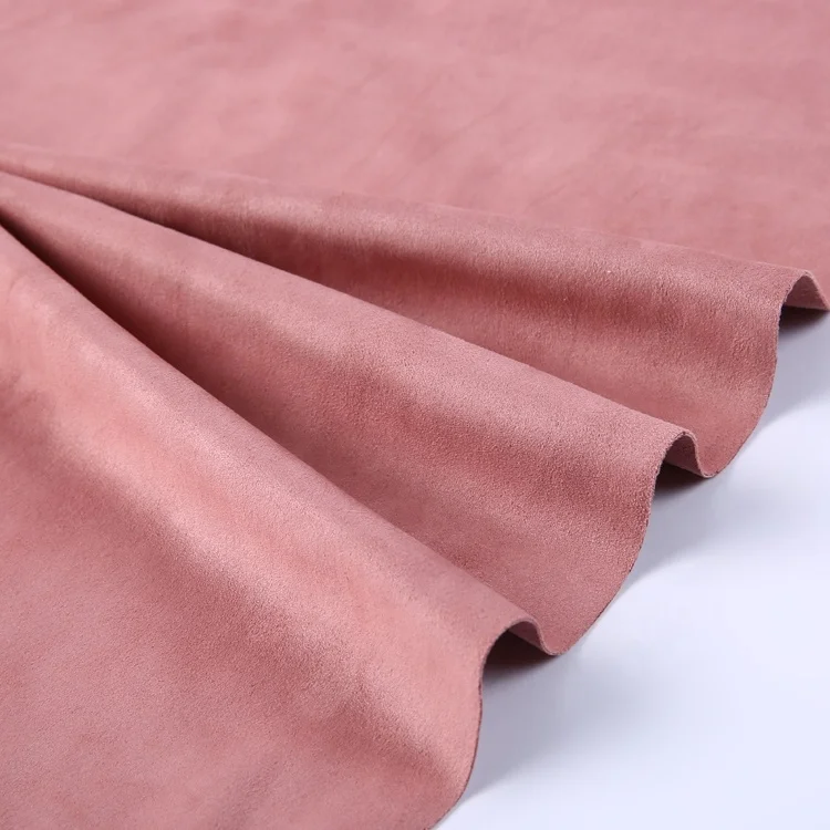 Weft pink fabric textile polyester anti wrinkle suede fabric for women clothes