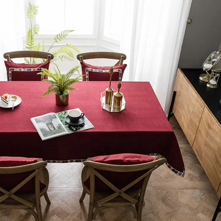 
Durable using low price variety colours modern table cloth polyester for home 